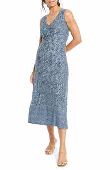 NIC+ZOE Ella Coastal Geo Print Fit & Flare Midi Dress