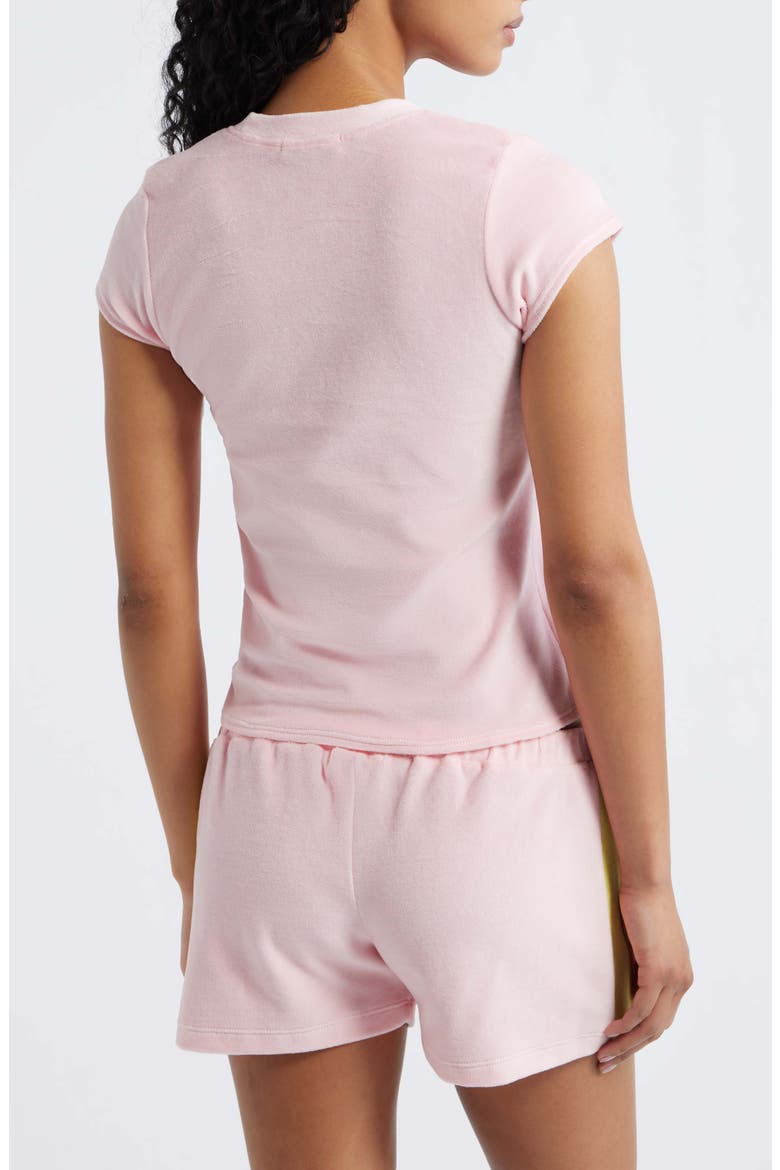 Peace Graphic Velour Crop T-Shirt, Alternate, color, PINK