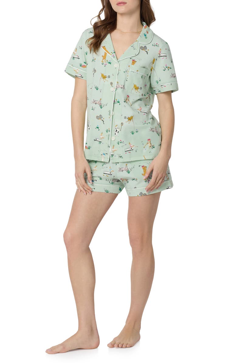 BedHead Pajamas Print Stretch Organic Cotton Short Pajamas, Alternate, color, Lawn Games