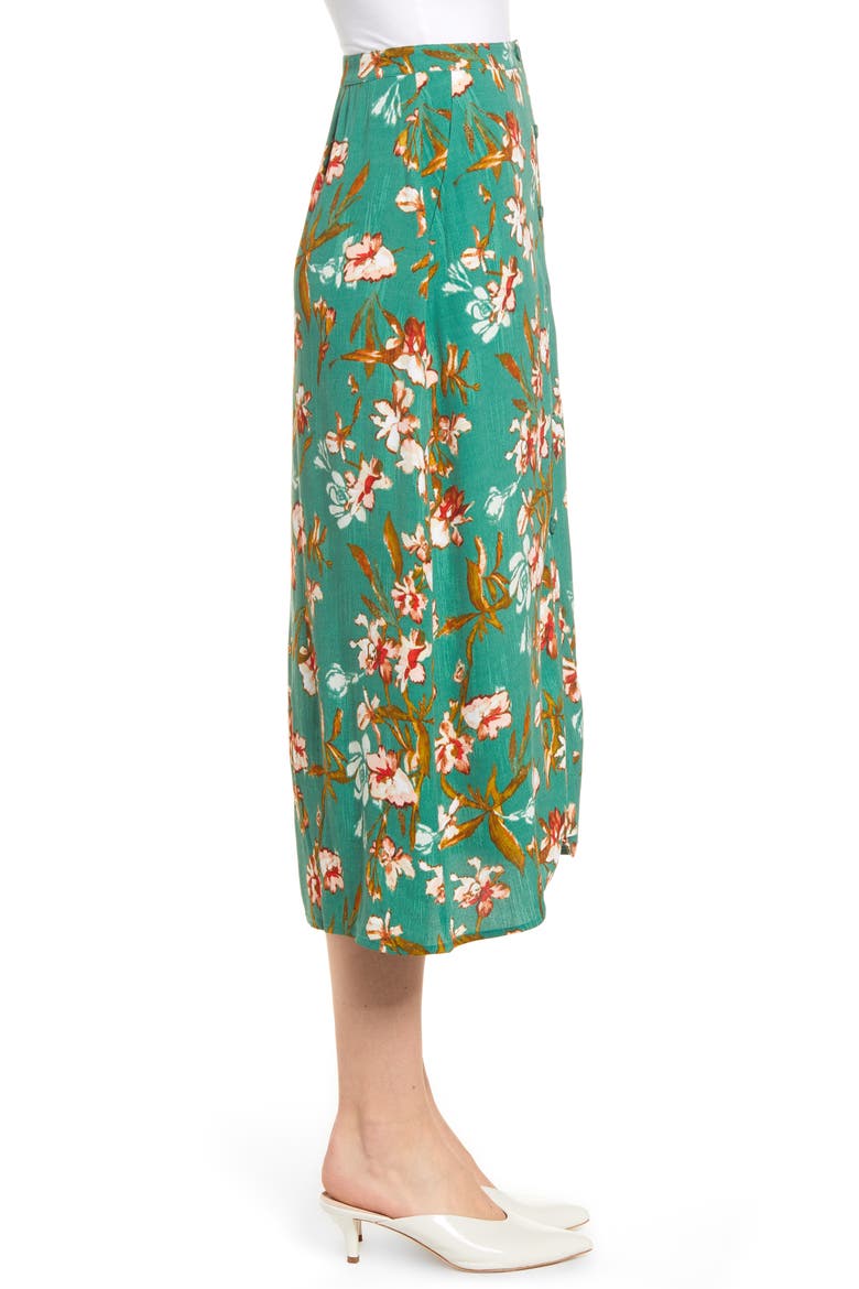 Floral Midi Skirt, Alternate, color, GREEN SPANISH IVY