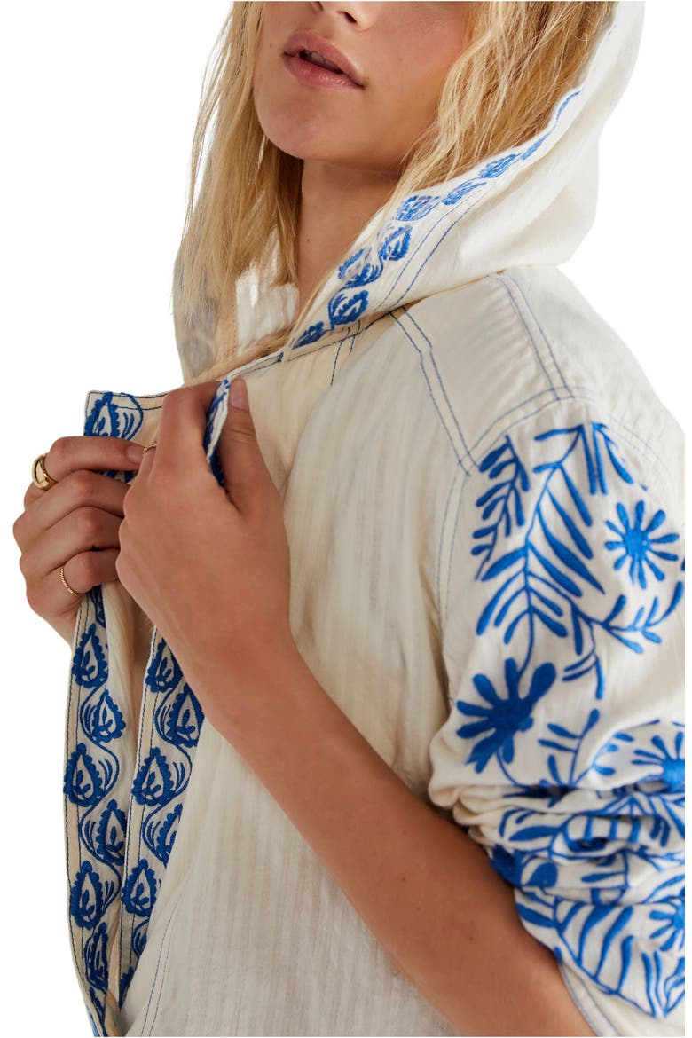 Lagos Embroidered Oversize Cotton Hoodie, Alternate, color, IVORY COMBO