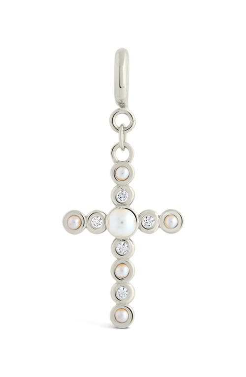Sterling Forever Cubic Zirconia Mother Of Pearl Cross Charms In Silver