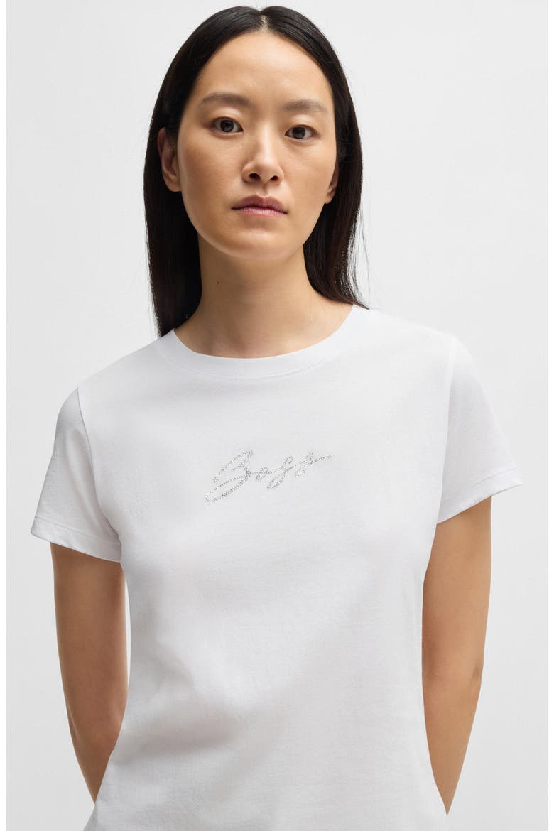 Crystal Logo Cotton T-Shirt, Alternate, color, WHT