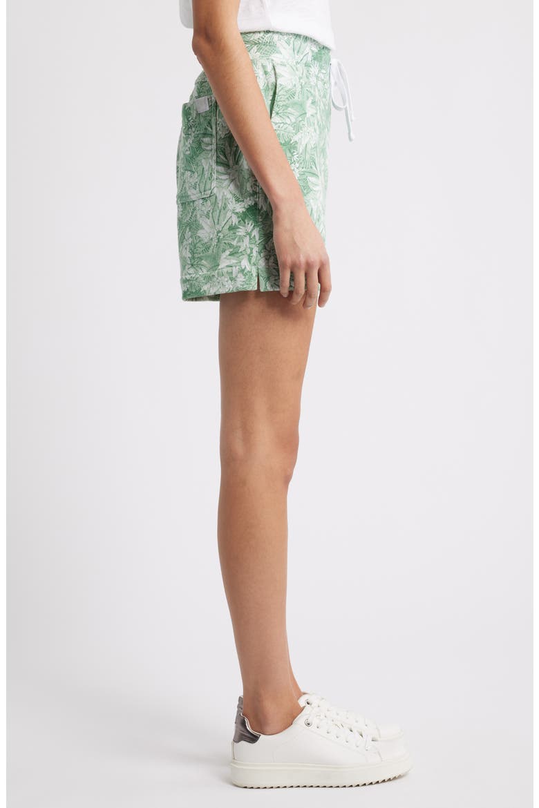 Marina del Mar Forte Frond Print Cotton Shorts, Alternate, color, GRANITE GREEN