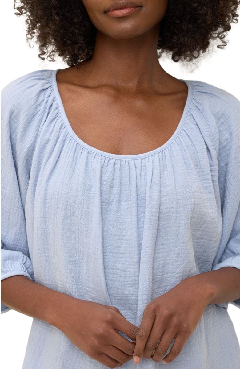 Pact Organic Cotton Coastal Double Gauze Scoop Neck Top, Alternate, color, Cornflower Blue