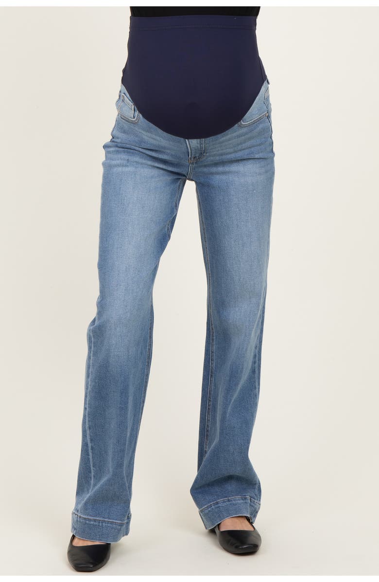 PinkBlush Wide Hem Straight Leg Maternity Jeans, Main, color, Blue