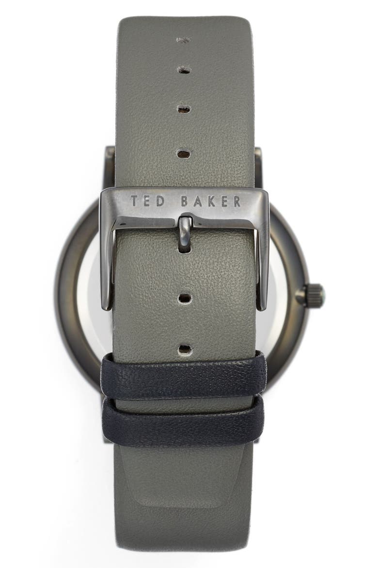 Leather Strap Watch, 40mm, Alternate, color, GREY