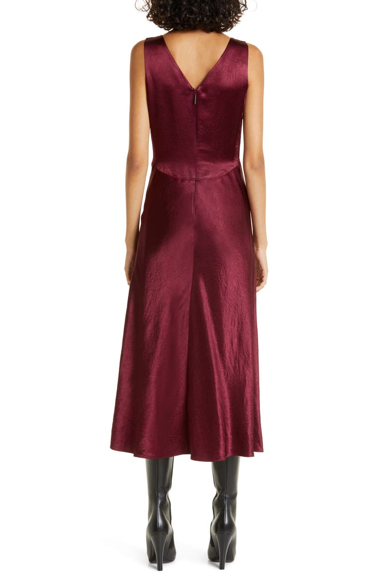 Cutout Tie Detail Satin Dress, Alternate, color, BORDEAUX