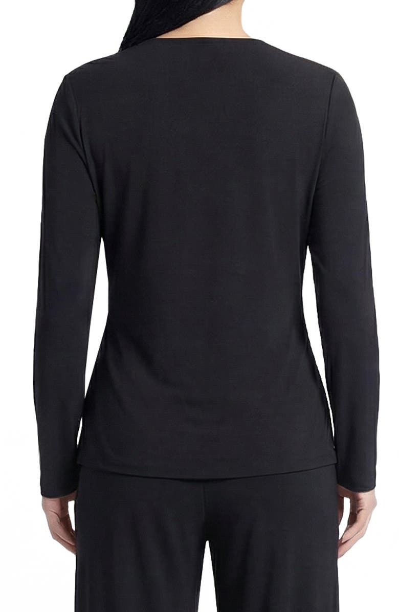 BY DESIGN Cappuccino Long Sleeve Faux Wrap Top, Alternate, color, Black