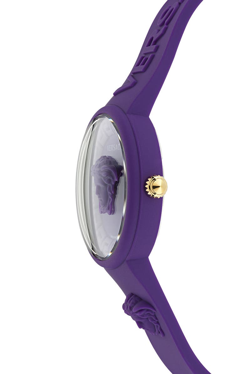 Versace Medusa Pop Silicone Strap Watch, 39mm, Alternate, color, Purple