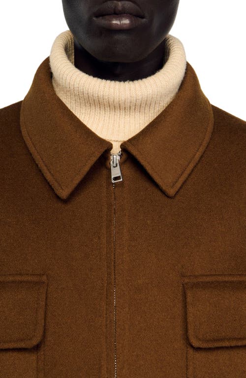 Sandro Dual Pocket Overshirt Jacket In Brown