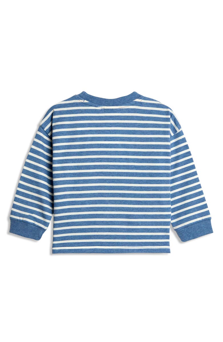 JOJO MAMAN BEBE Stripe Tractor Embroidered Cotton Graphic T-Shirt & Leggings Set, Alternate, color, Denim