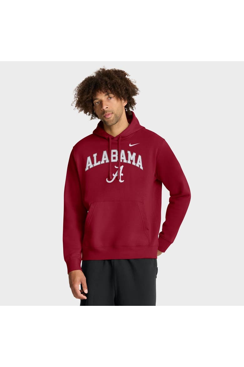 Men's Nike Crimson Alabama Crimson Tide Club Fleece Arch Pullover Hoodie, Alternate, color, Crimson