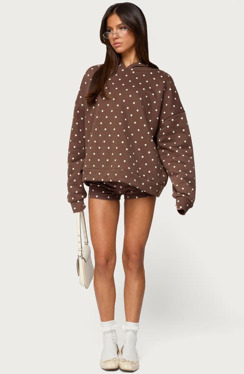 Edikted Chelsie Polka Dot Hoodie In Brown