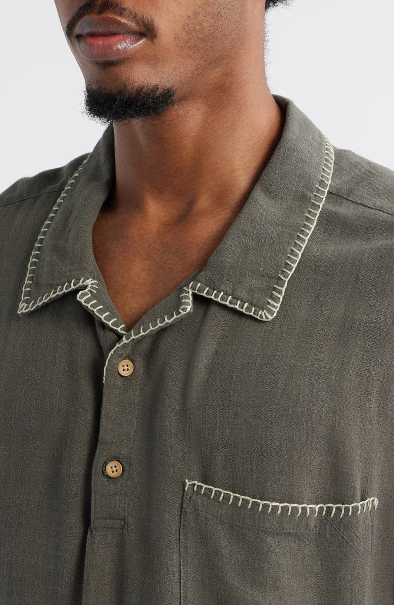 STANDARD ISSUE California Blanket Stitch Oversize Polo, Alternate, color, Kelp