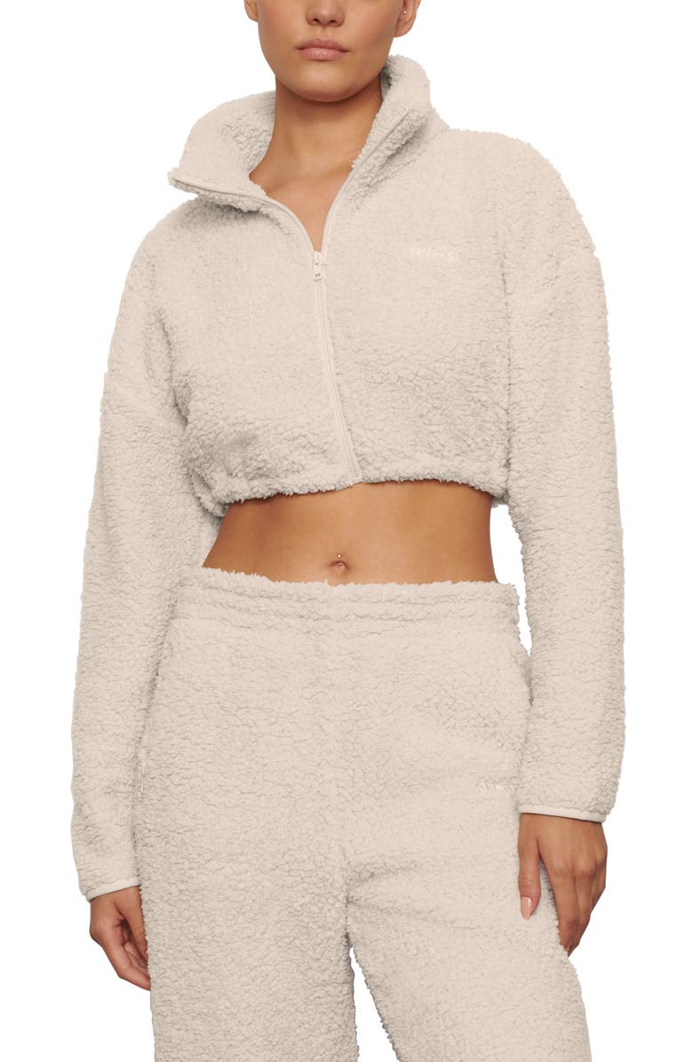 SKIMS Teddy High Pile Fleece Crop Zip Jacket, Main, color,
