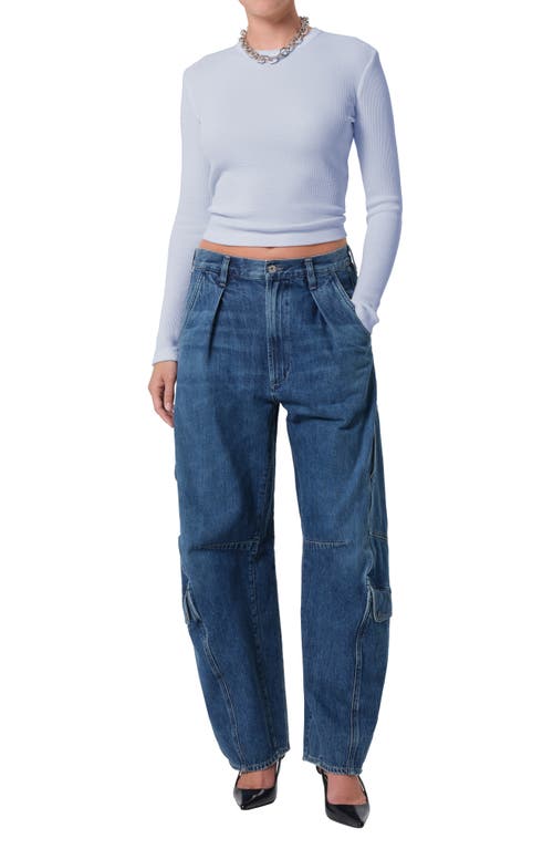 Citizen Of Humanity Citizens Of Humanity Pilar Long Sleeve Recycled Cotton Waffle Knit T-shirt In Blue