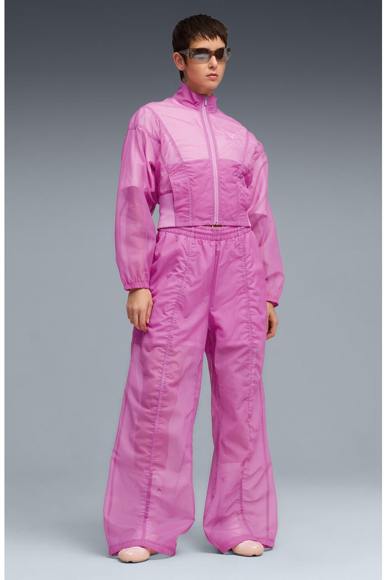 Dare To Nylon Ripstop Wide Leg Track Pants, Alternate, color, MAUVE POP