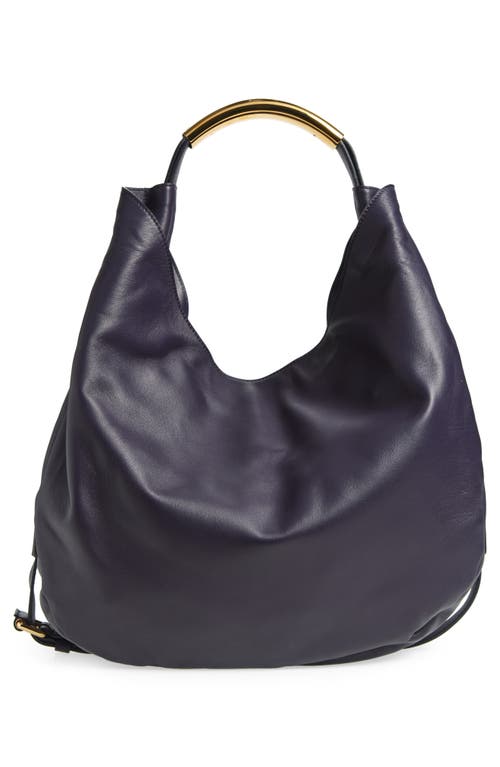 Moschino Handle Me Leather Hobo Bag In Violet