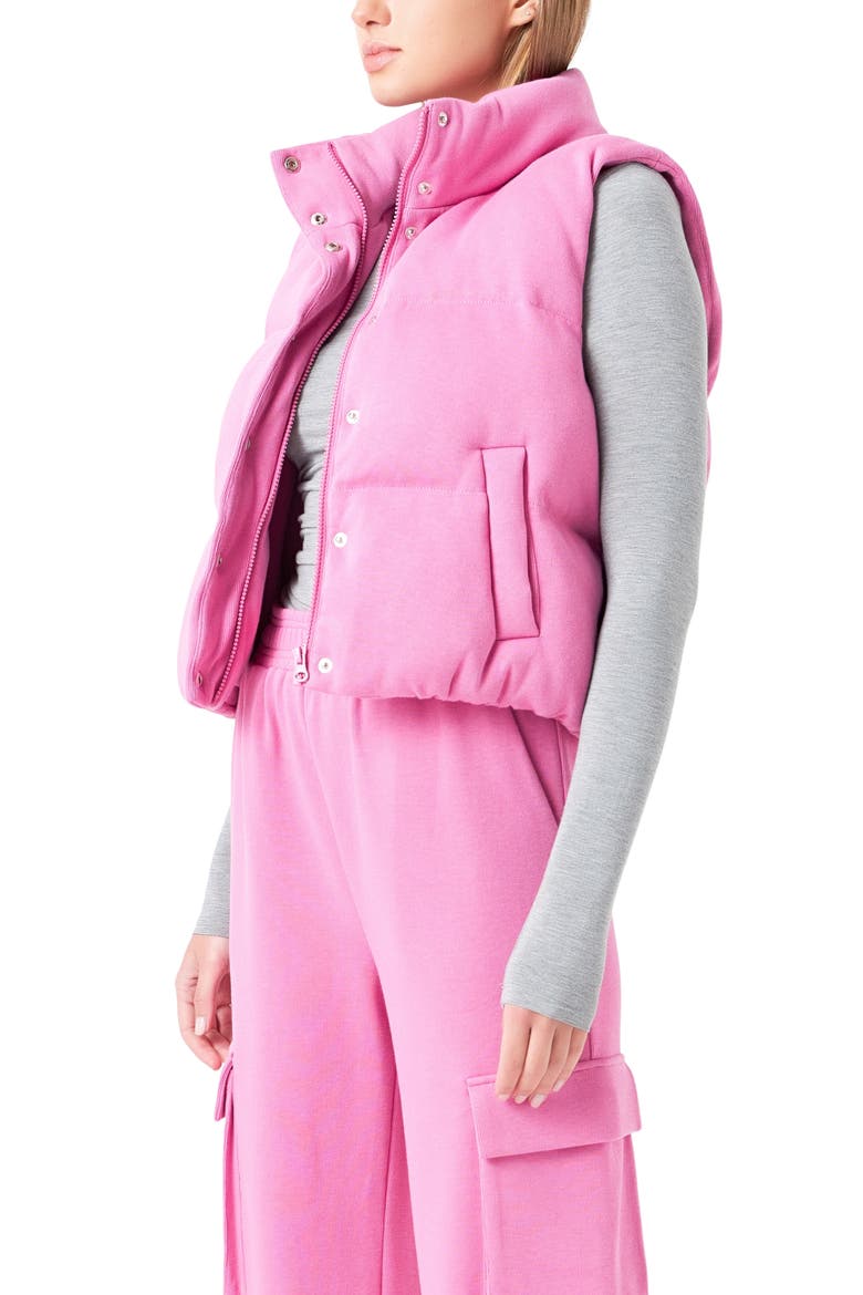 Knit Puffer Vest, Alternate, color, PINK