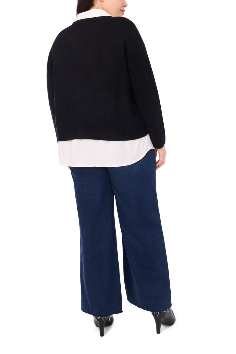 Layered Look Sweater, Alternate, color, RICH BLACK