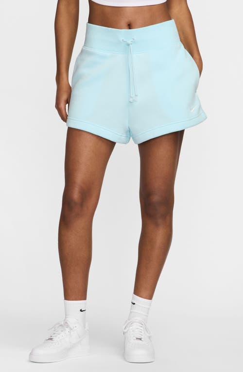 Nike Women's  Sportswear Phoenix Fleece High-waisted Loose Shorts In Glacier Blue/sail