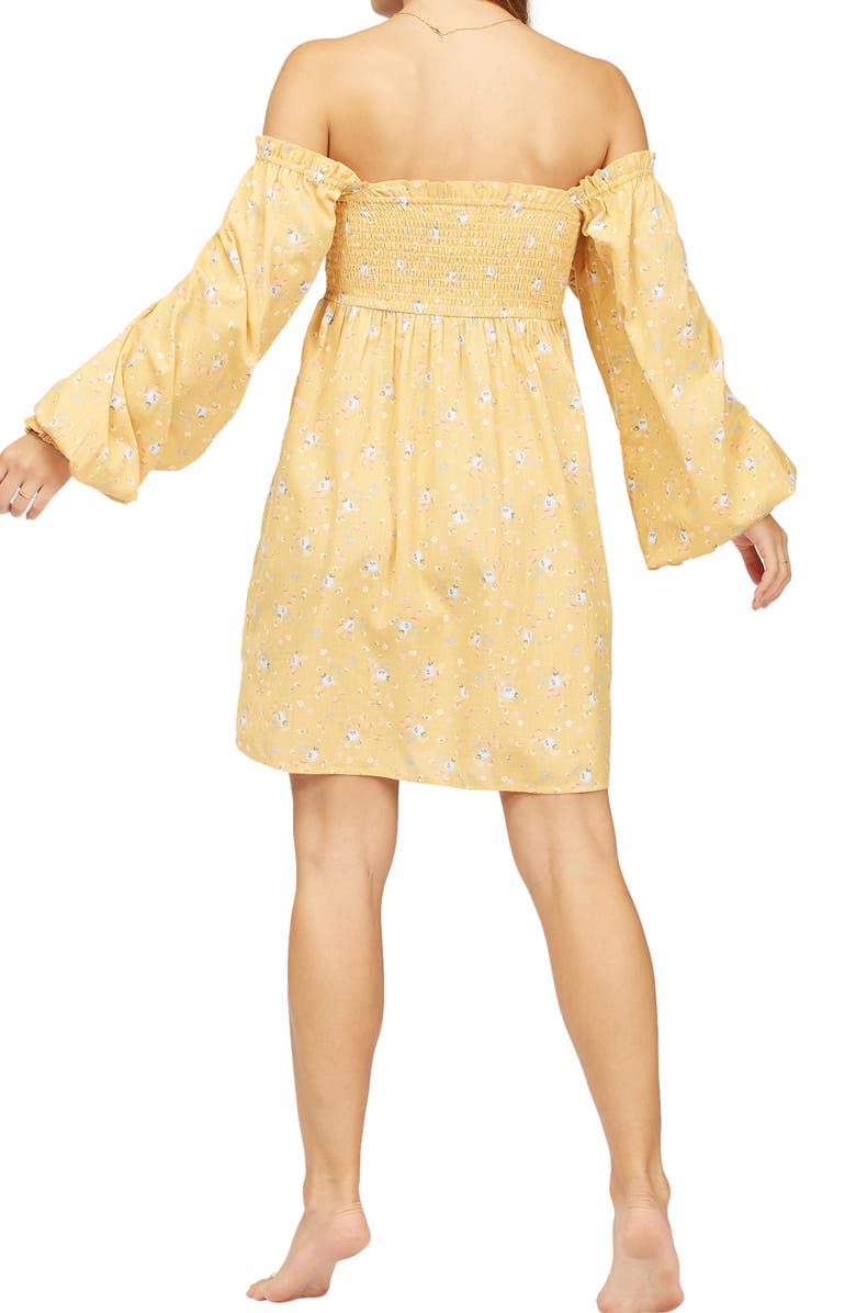 Billabong x Wrangler Bellflower Long Sleeve Off the Shoulder Dress, Alternate, color, Dandelion