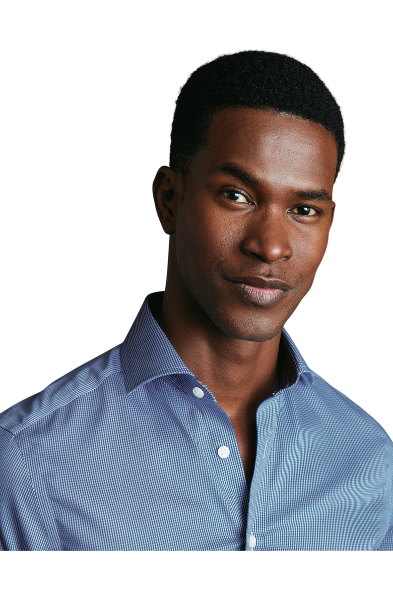 Non-Iron Puppytooth Cutaway Collar Shirt, Alternate, color, Royal Blue