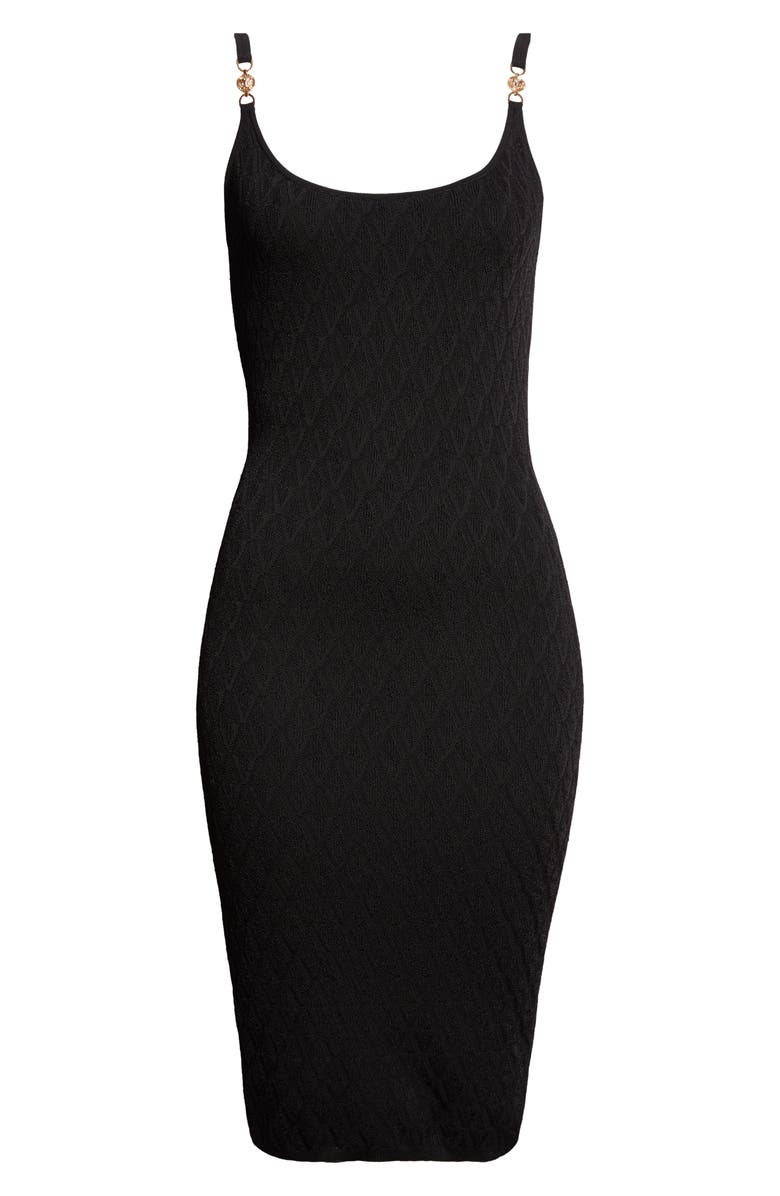 Versace V Jacquard Knit Body-Con Dress, Alternate, color, Black