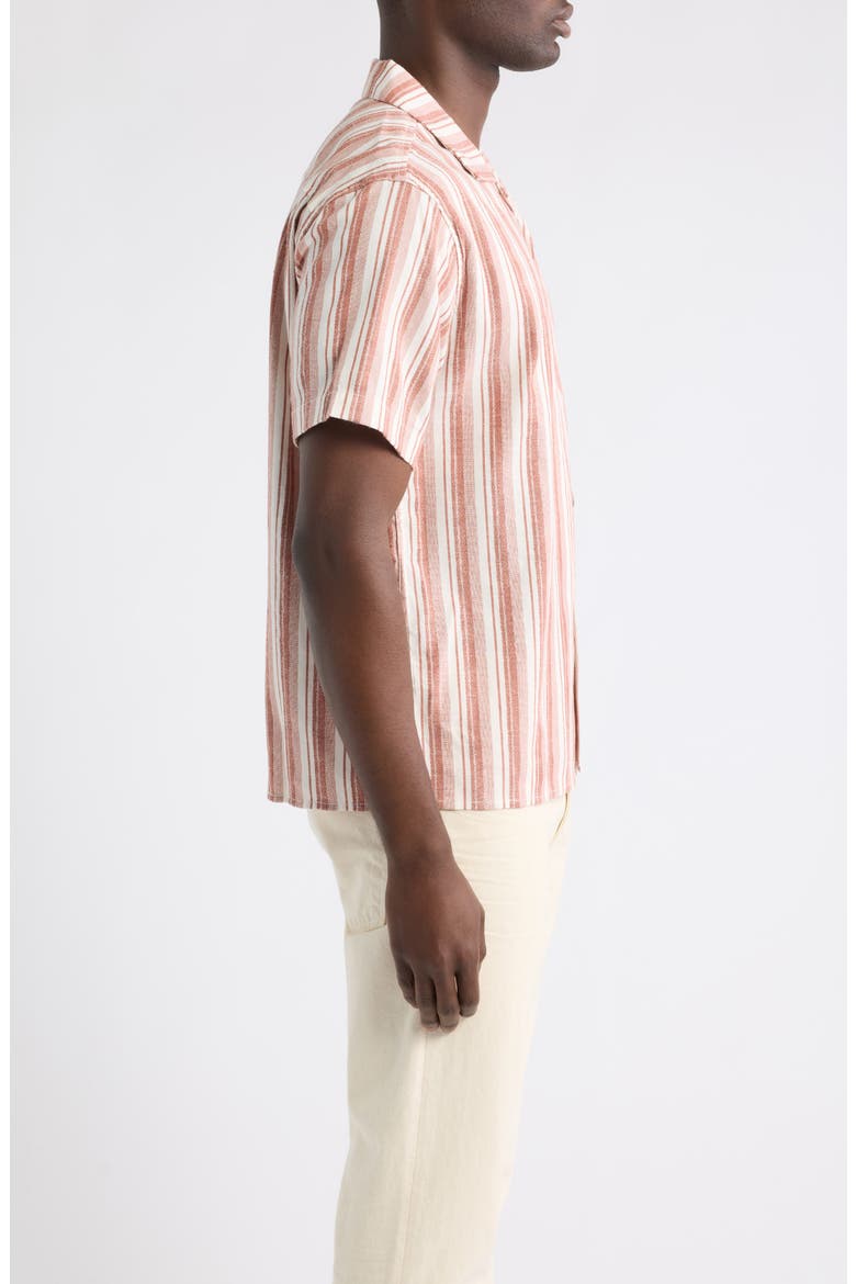 Vacation Stripe Cotton Camp Shirt, Alternate, color, NATURAL