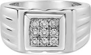 Haus of Brilliance Silver Diamond Accent Ridged Band Gentlemen's Fashion Ring