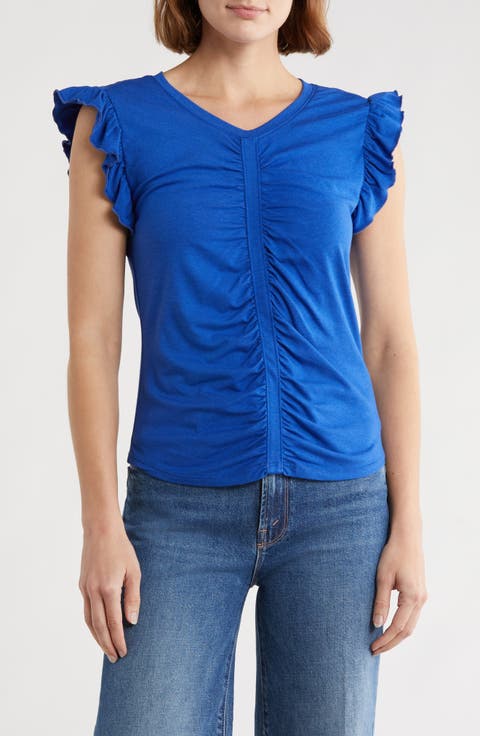 Manon Shirred Ruffle Sleeve Top