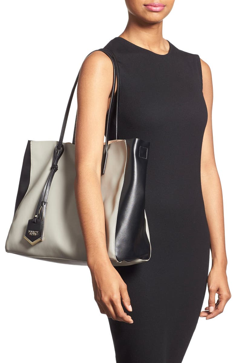 POVERTY FLATS by rian 'Colorful' Colorblock Faux Leather Shopper, Alternate, color,