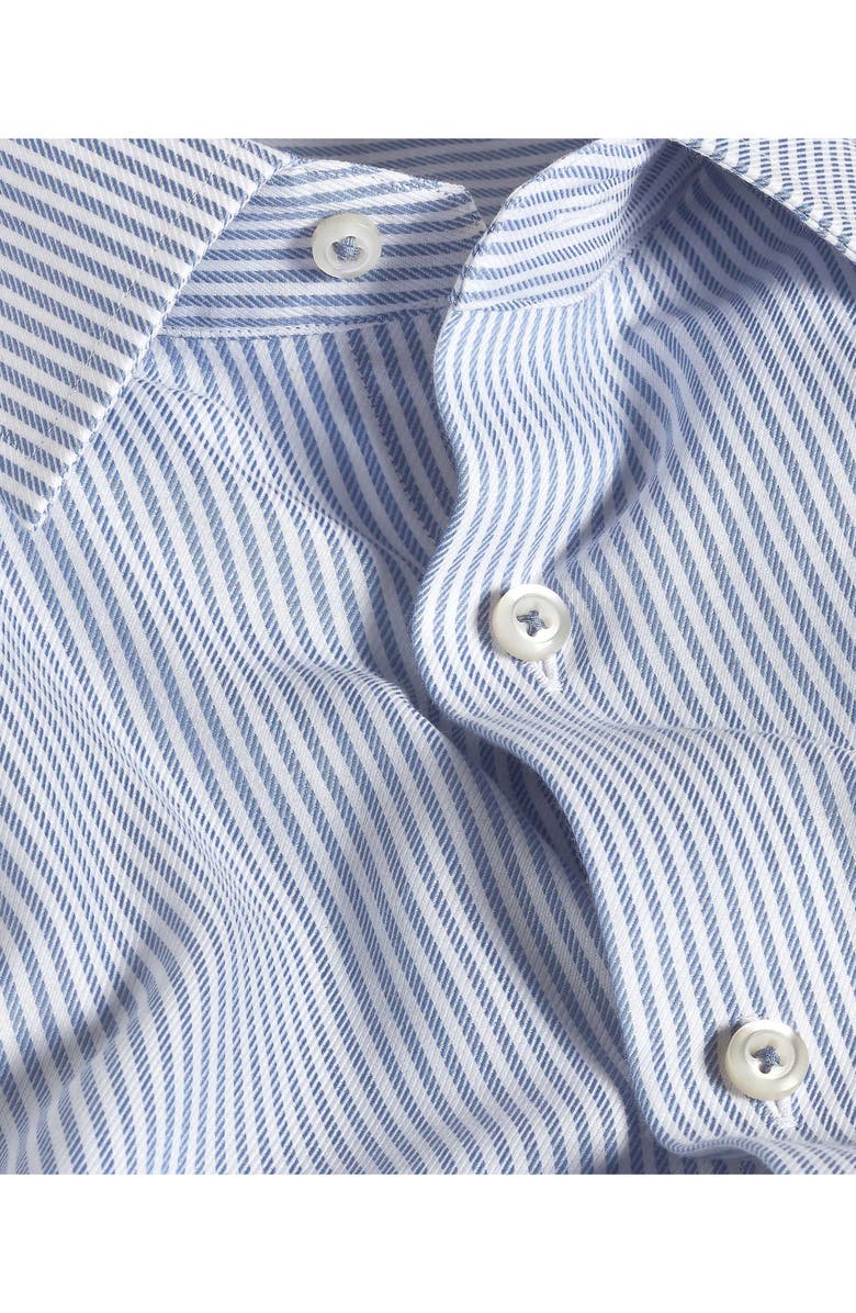 David Donahue Trim Fit Pinstripe Cotton & Cashmere Twill Dress Shirt, Alternate, color, White/ Blue