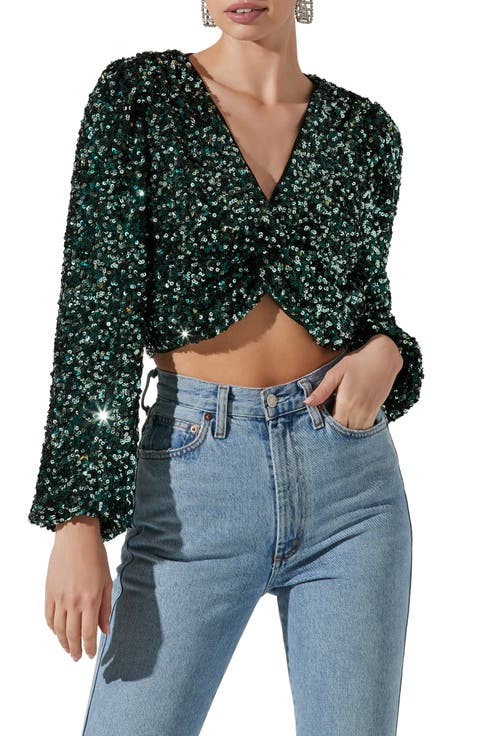 Nix Twist Sequin Crop Top