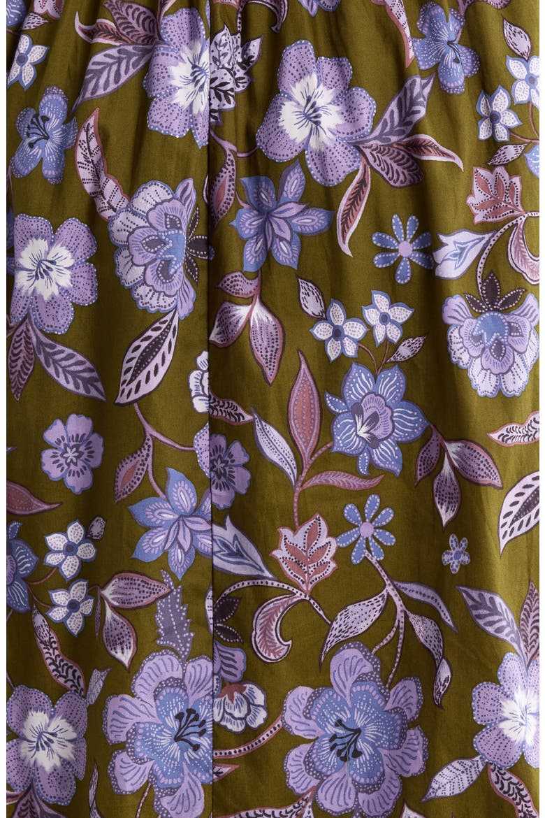 Orly Floral Smock Waist Cotton Maxi Dress, Alternate, color, OLIVE-LAVENDER