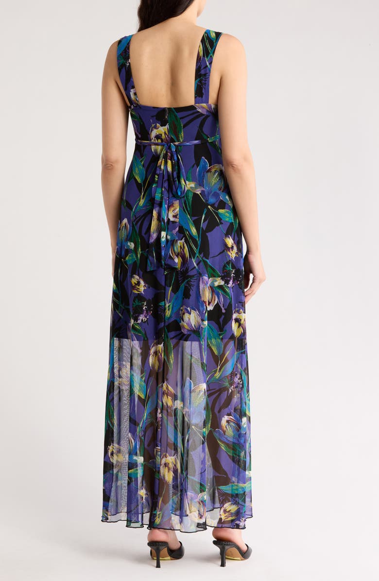 Connected Apparel Walk Through Floral Midi Dress, Alternate, color, Blueberry