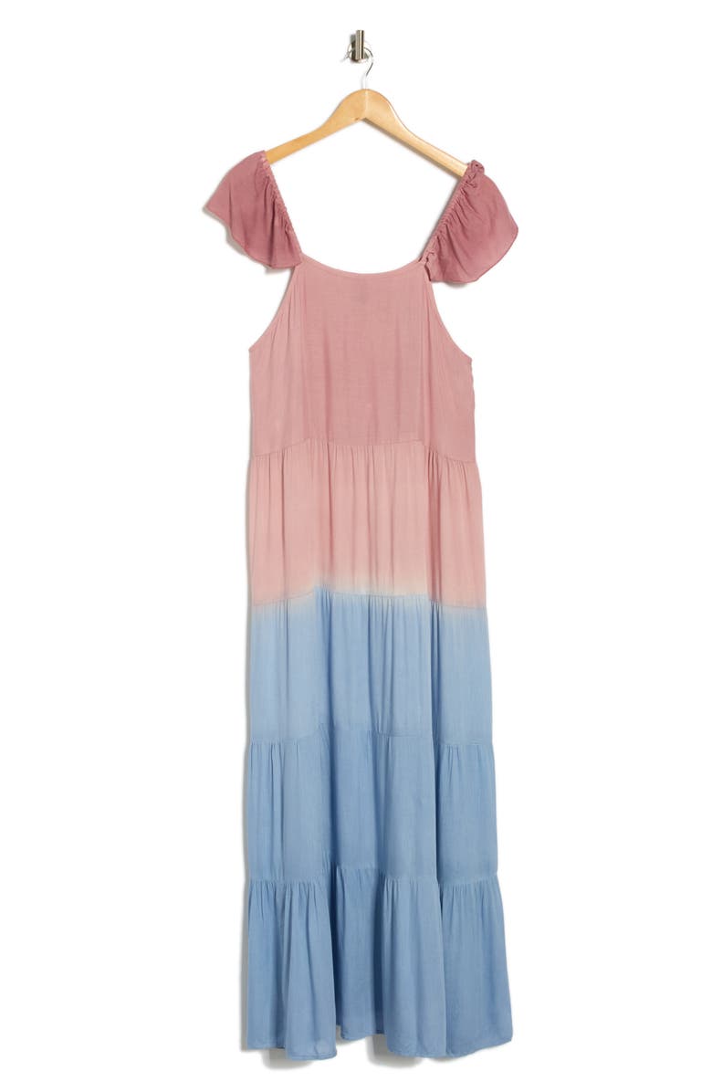 BOHO ME Ombré Flutter Sleeve Cover-Up Maxi Dress, Alternate, color, Mauve