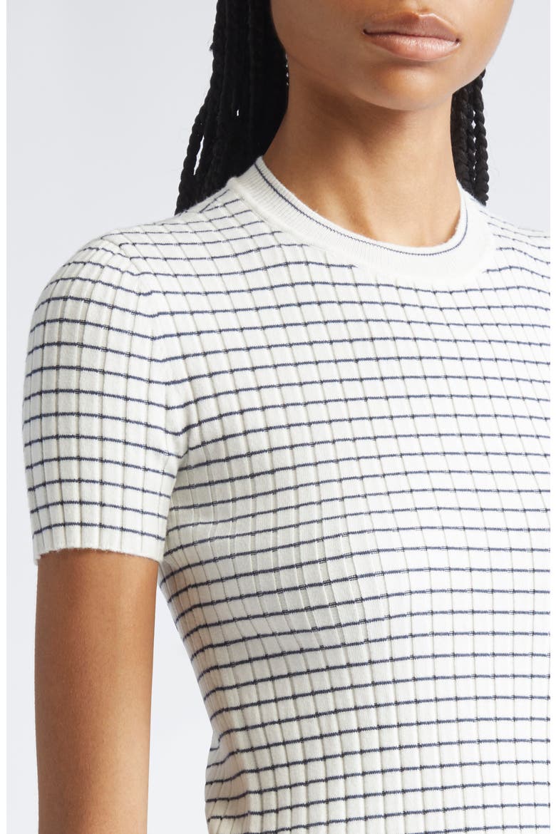 Stripe Rib Crewneck Top, Alternate, color, SOLID WHITE