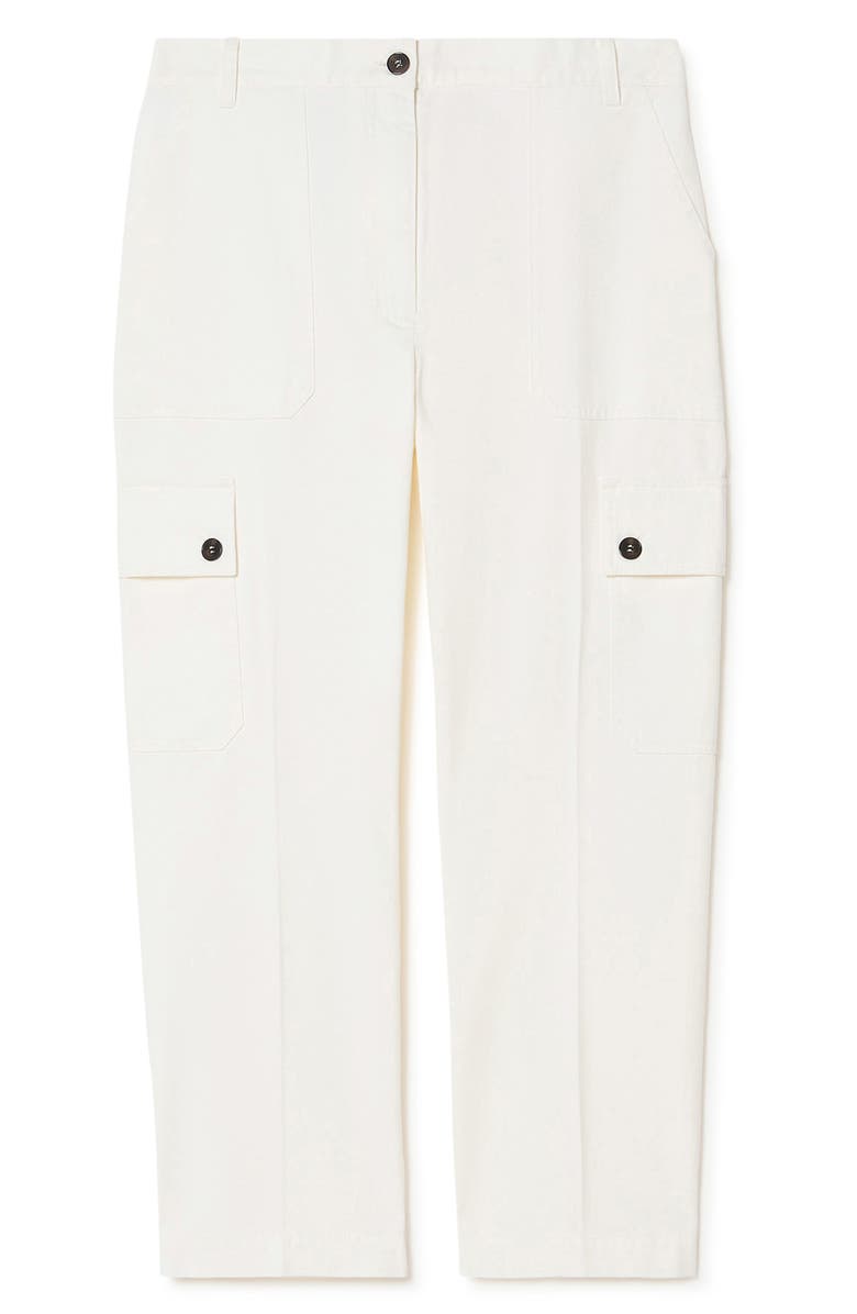Marina Rinaldi Svisiera Cotton Crop Cargo Pants, Alternate, color, Ivory