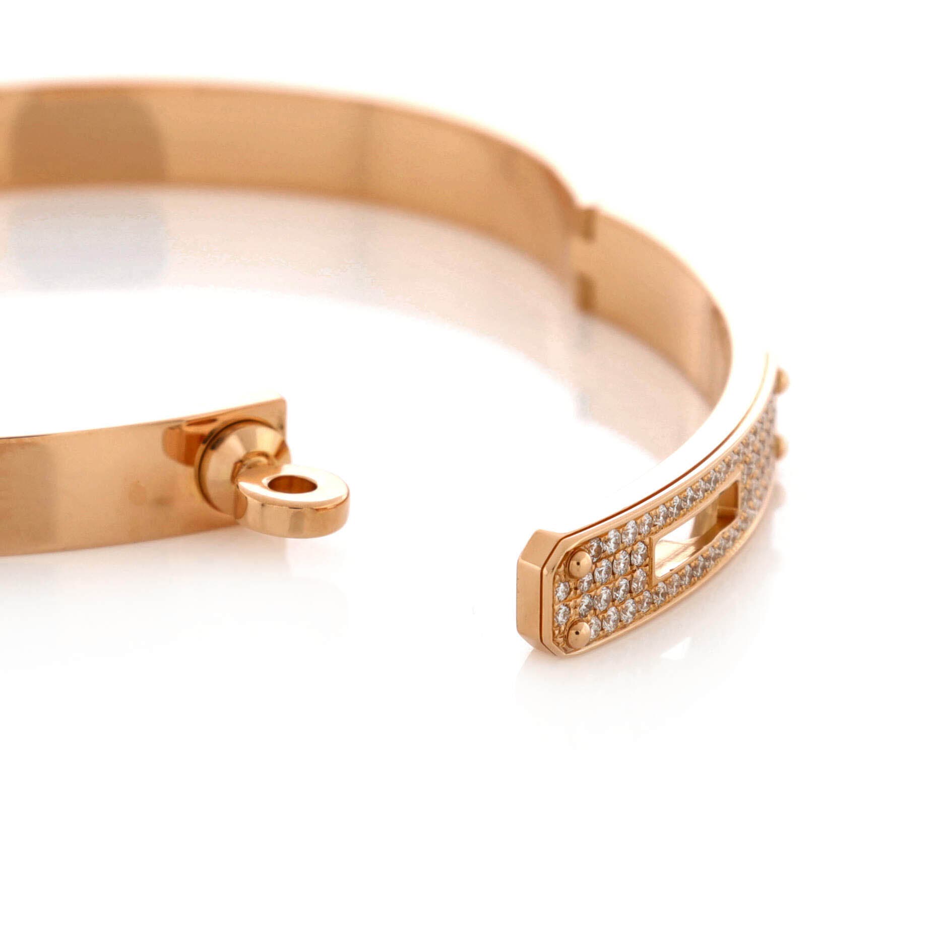 Kelly Bracelet 18K Rose Gold and Pave Diamonds Small, Alternate, color, Metallic Gold