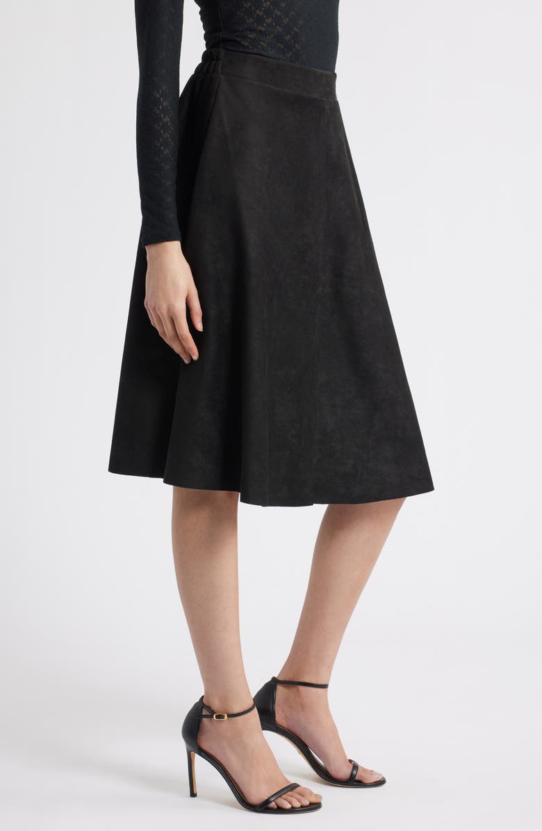 NIKKI LUND Cecilia Faux Suede A-Line Skirt, Alternate, color, Black