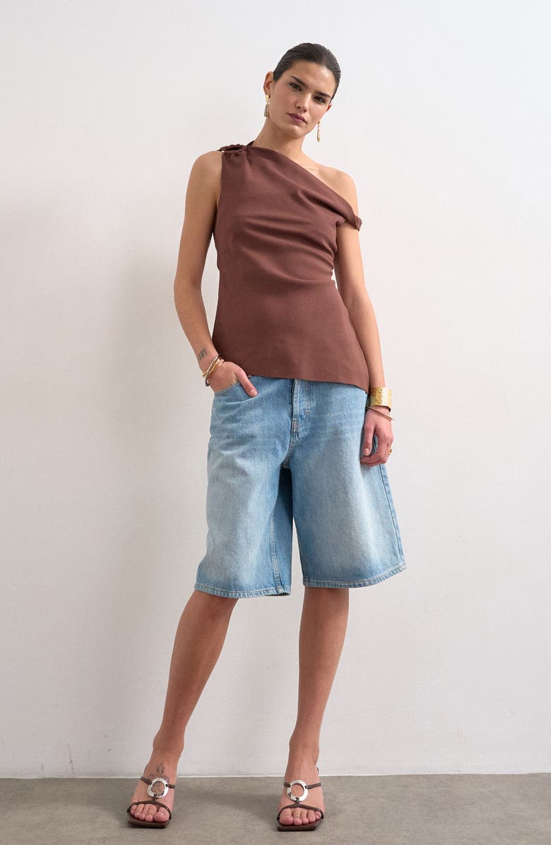 Topshop Twist One Shoulder Asymmetric Hem Top, Alternate, color, 