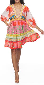 RANEES Beaded V-Neck Minidress
