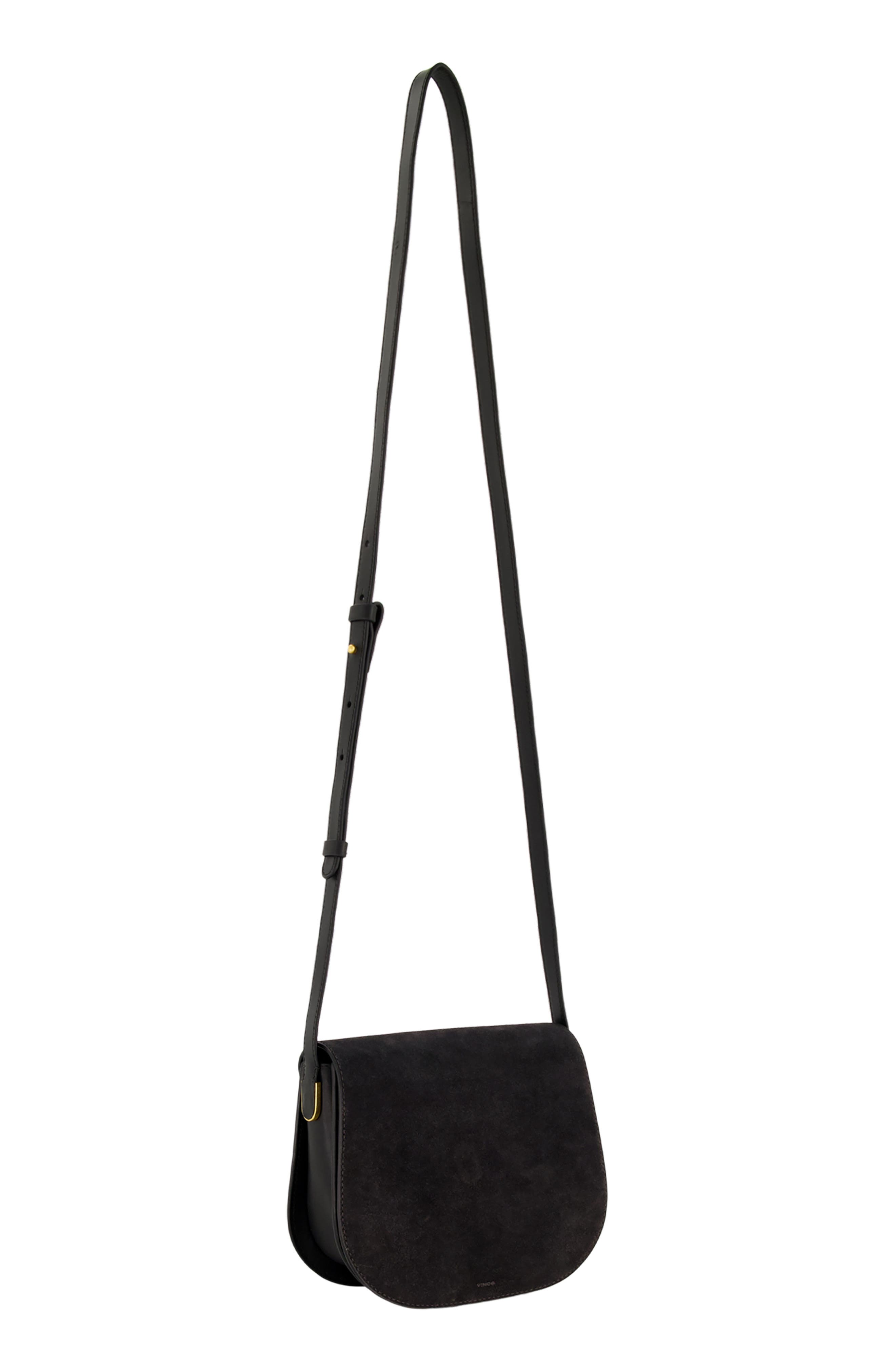 Eris Suede Saddle Crossbody Bag, Alternate, color, BLACK