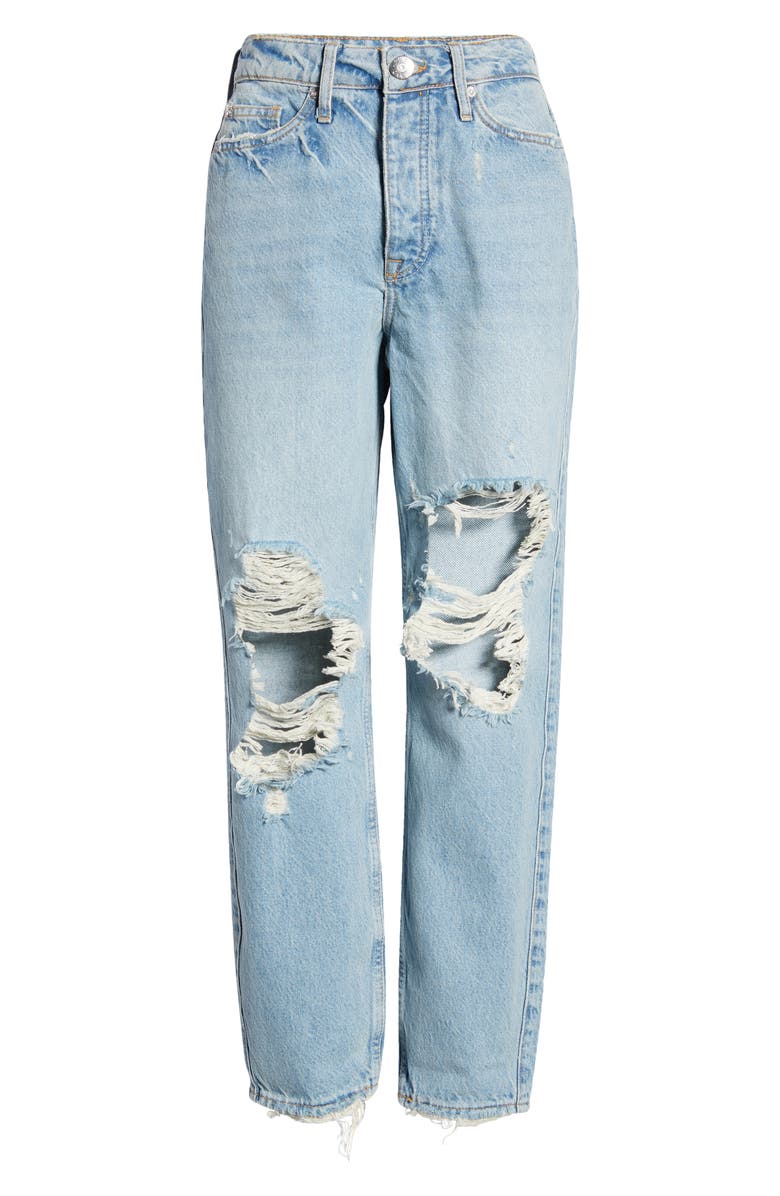 River Island Rama Ripped High Waist Mom Jeans, Alternate, color, 