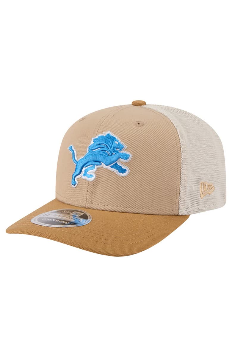 New Era Men
s New Era Light Beige Detroit Lions  Two-Tone Trucker 9SEVENTY Adjustable Hat, Main, color, 