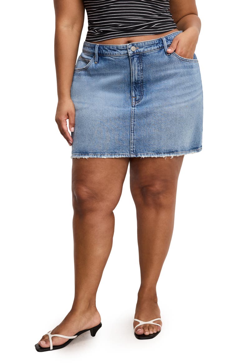 '90s Raw Hem Denim Miniskirt, Alternate, color, INDIGO819