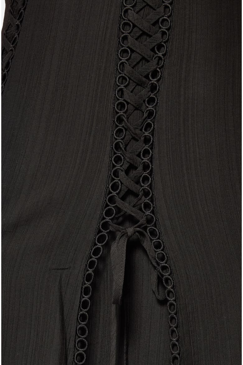 Tasmina Lace Up Front Mini Dress, Alternate, color, Black