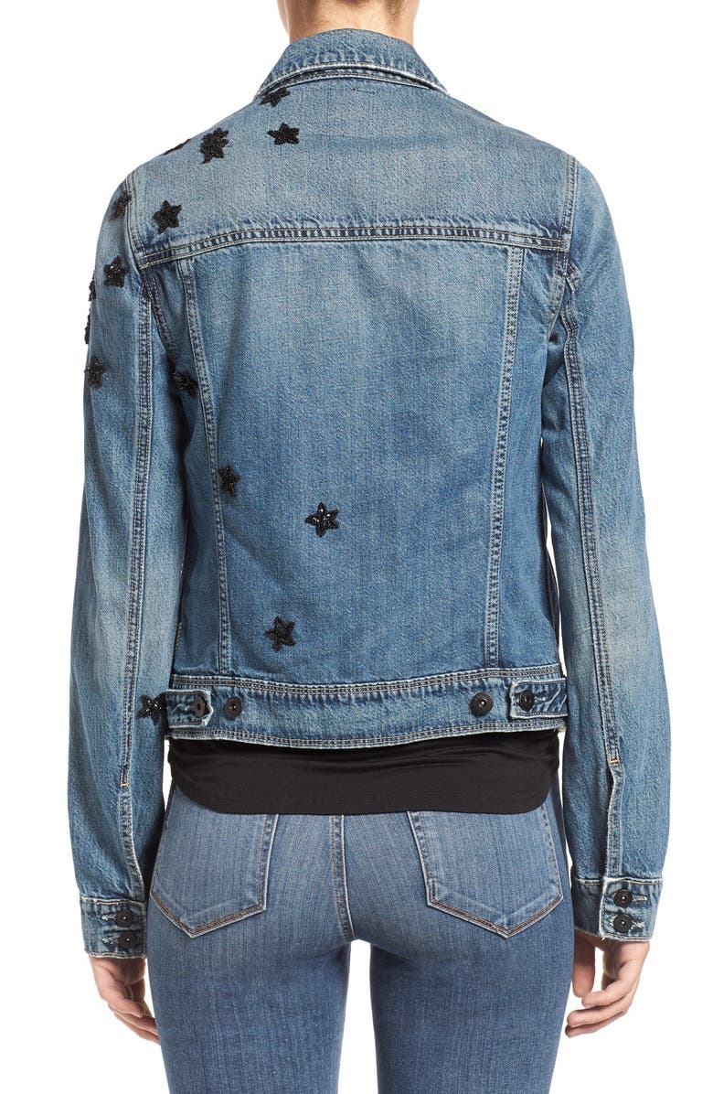 PAIGE Rowan Sequin Patch Denim Jacket, Alternate, color,